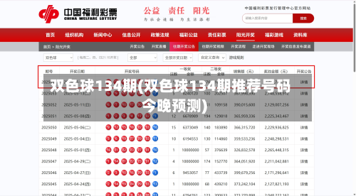 双色球134期(双色球134期推荐号码今晚预测)