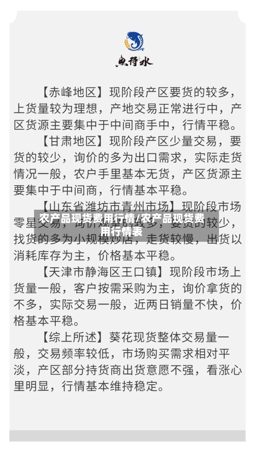 农产品现货费用行情/农产品现货费用行情表