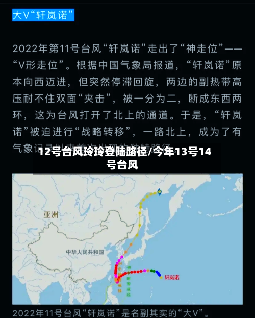 12号台风玲玲登陆路径/今年13号14号台风