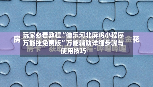 玩家必看教程“微乐河北麻将小程序万能挂免费版”万能辅助详细步骤与使用技巧-第3张图片