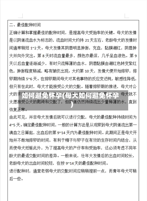 如何避免怀孕(母犬如何避免怀孕)-第2张图片