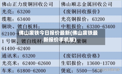 佛山废铁今日报价最新(佛山废铁最新报价手机版)