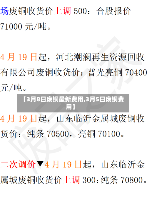 【3月8日废铜最新费用,3月5日废铜费用】-第2张图片